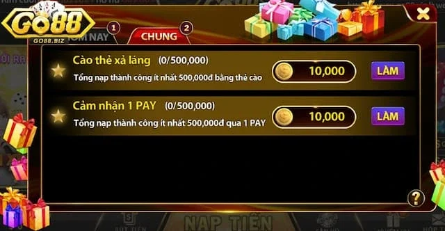 khuyến mãi Go88 Khuyến mãi Go88 dành cho thành viên VIP vàng